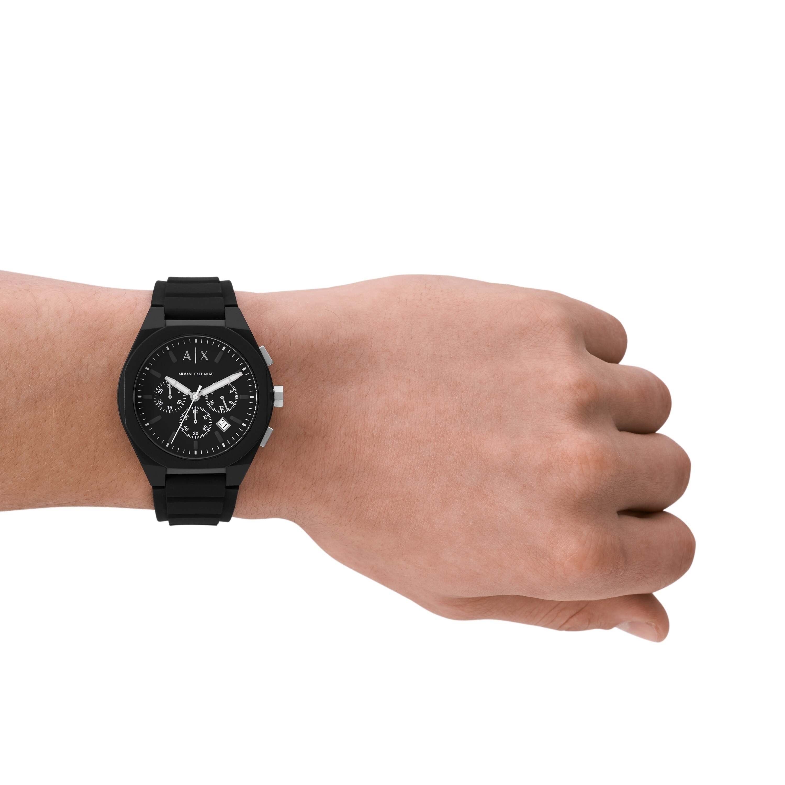 Armani Exchange Sync Chronograph Black Silicone Watch AX4161