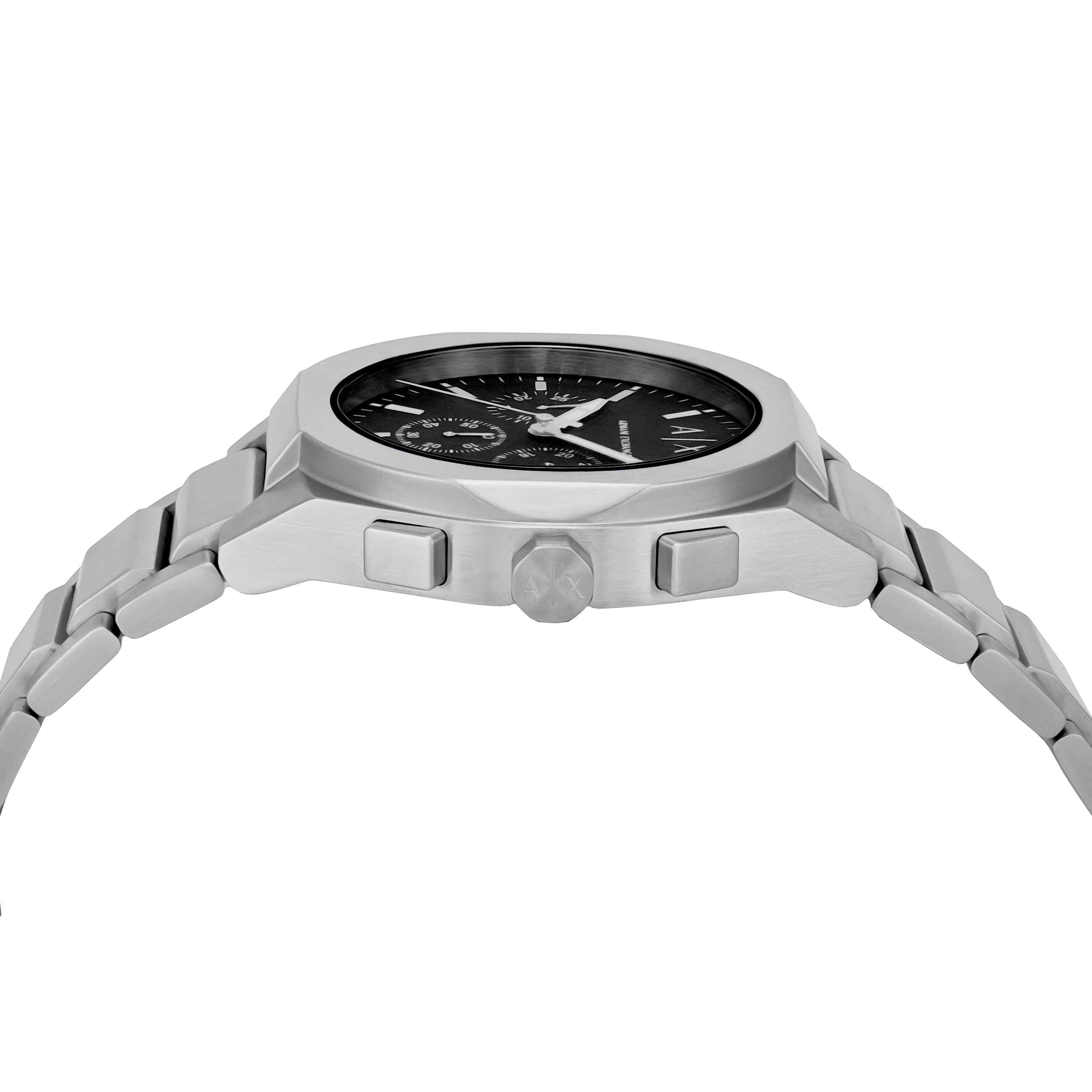 Armani Exchange Sync Chronograph Silver Stainless Black Dial Watch AX4186