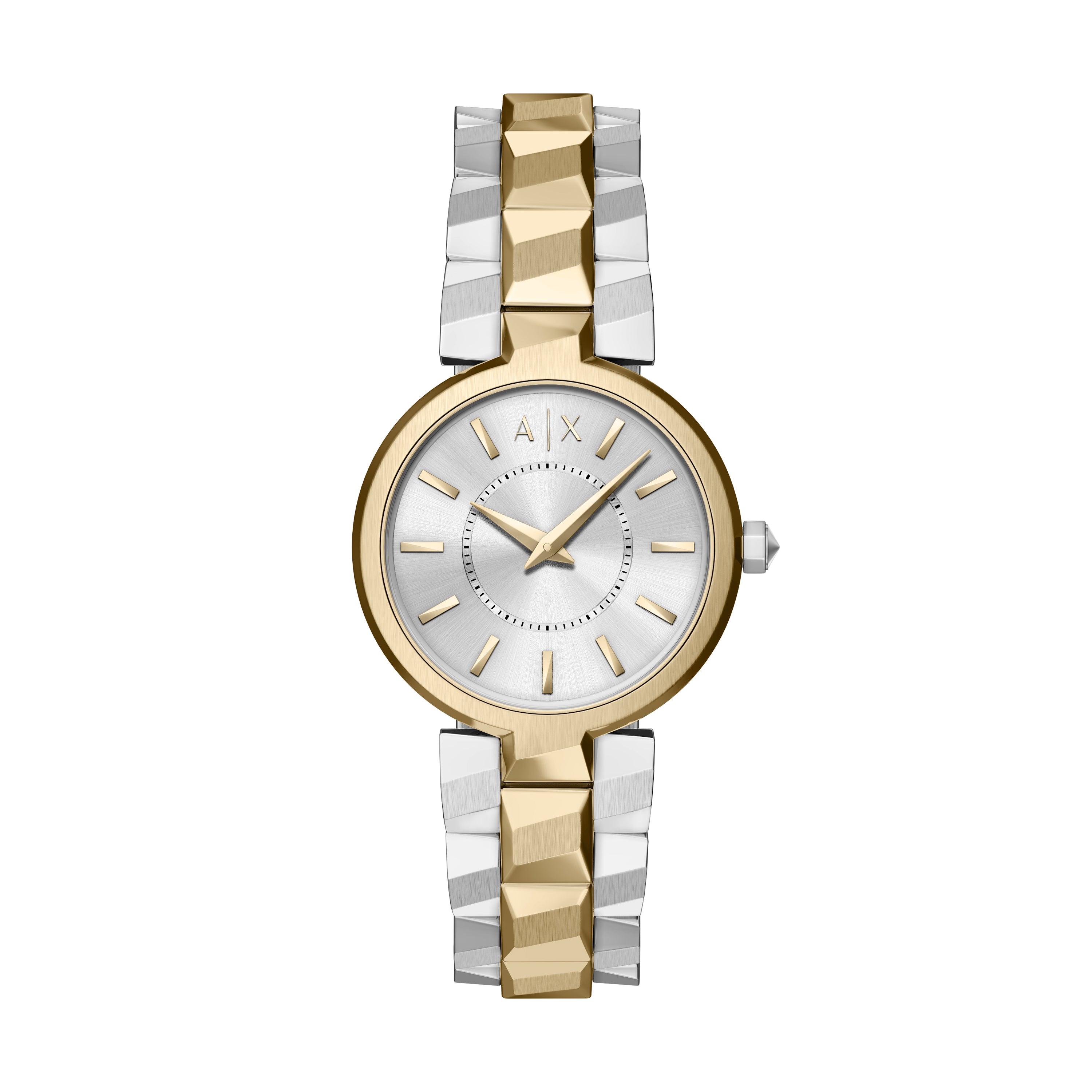 Armani Exchange Two-Toned 27mm Gold Silver Dial Watch Women's AX4406