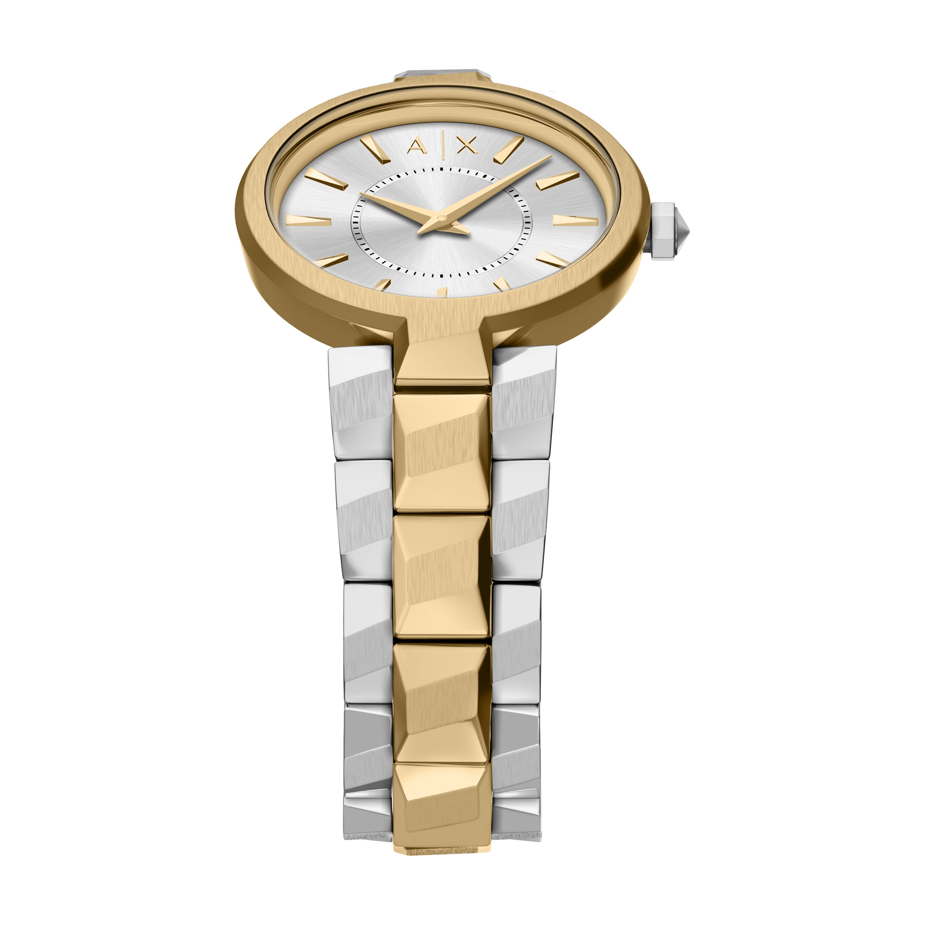 Armani Exchange Two-Toned 27mm Gold Silver Dial Watch Women's AX4406