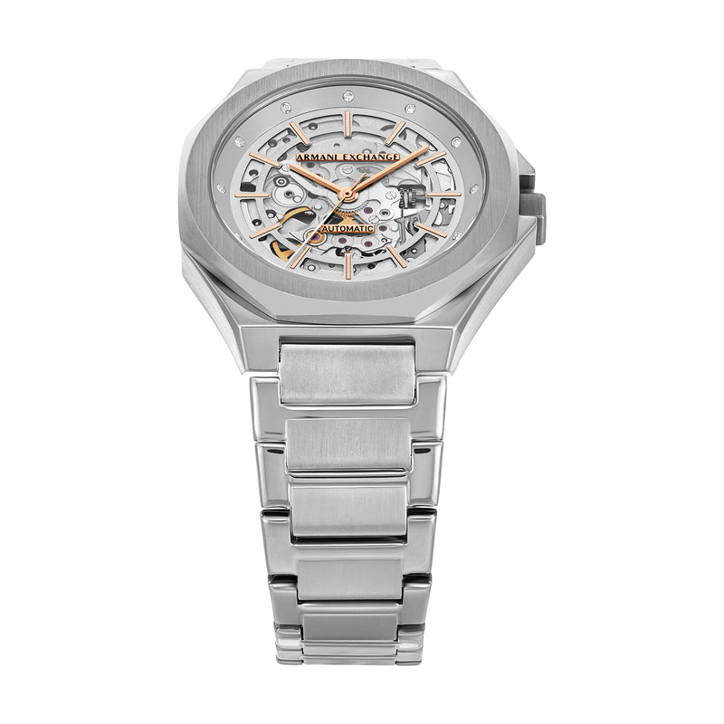 Armani Exchange Automatic Silver Dial Stainless Steel Watch AX4618