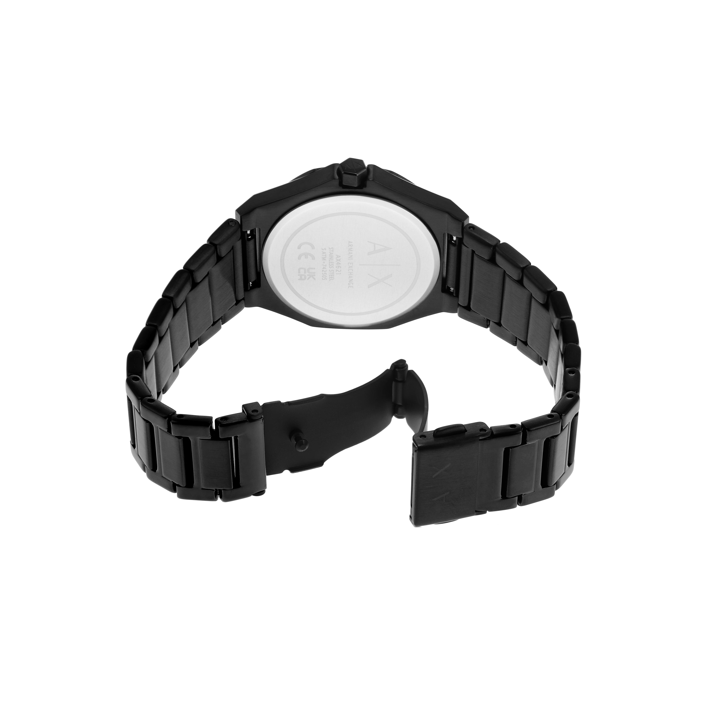 Armani Exchange Three Hand Black Stainless Steel Watch AX4621