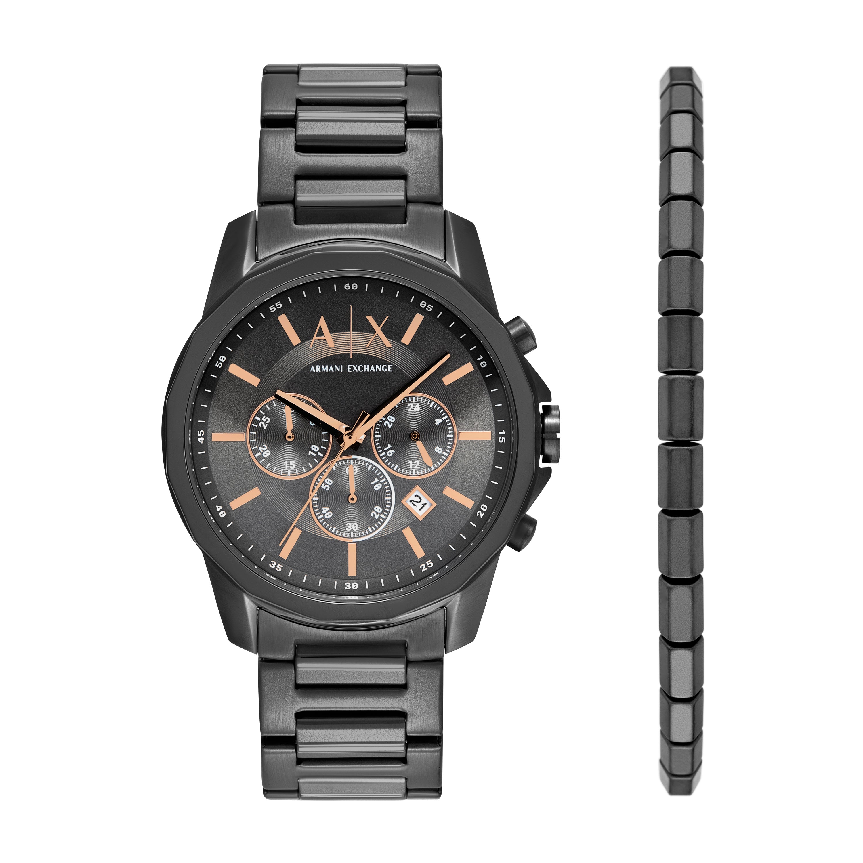 Armani Exchange Banks Chronograph Gunmetal Watch and Bracelet Set AX7170SET
