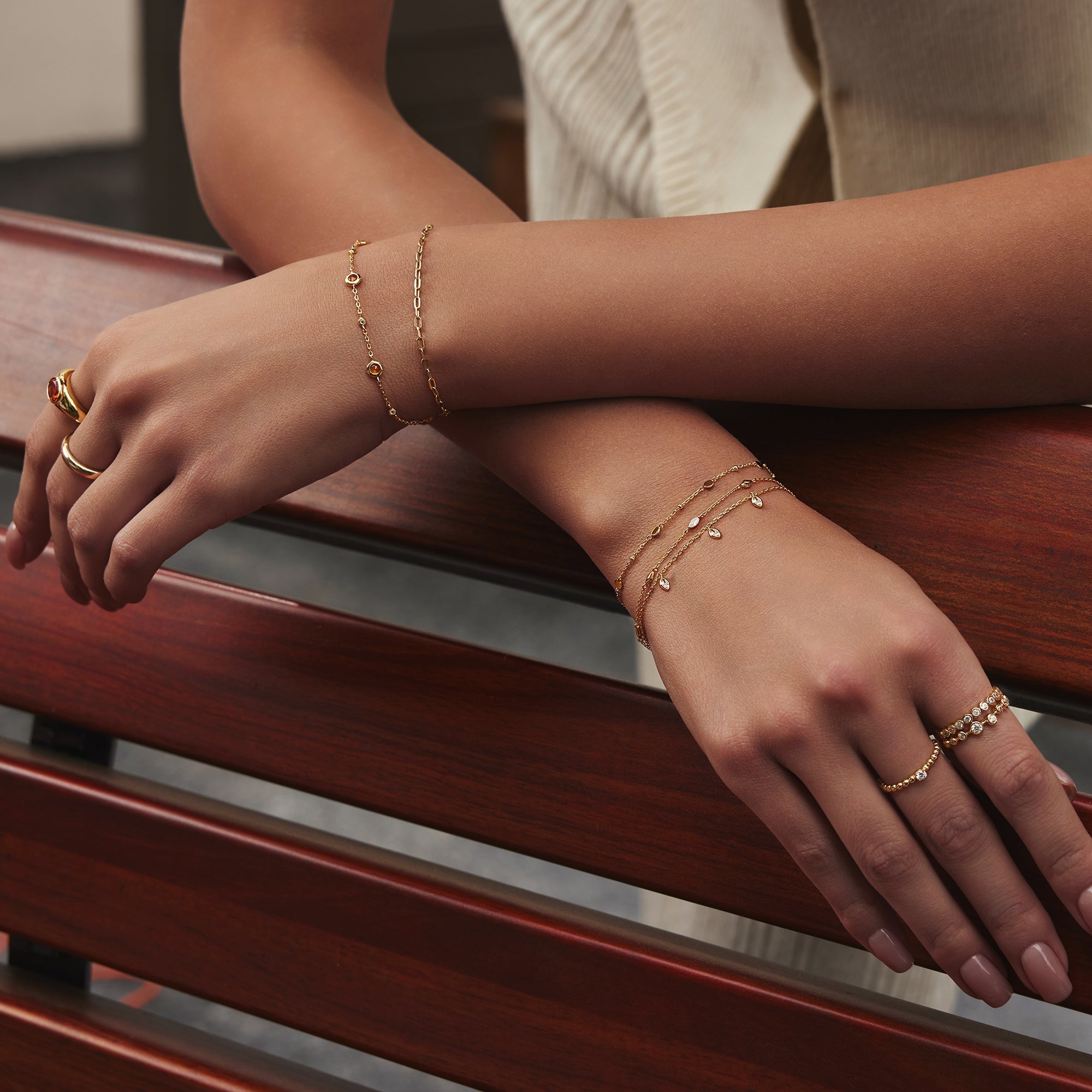Gold Nano Gem Bracelet With Solar Orange Stones for Vibrant Style