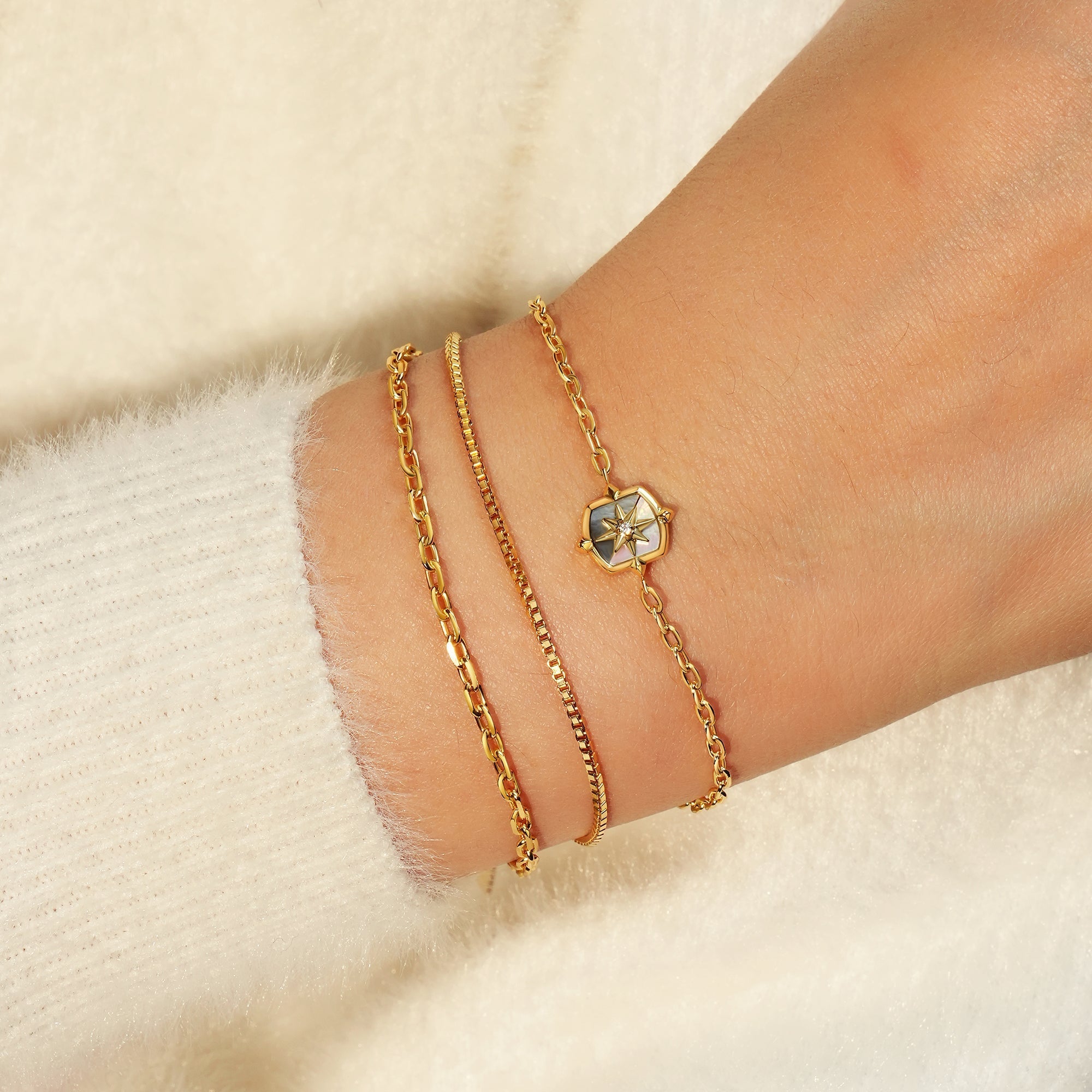 Ania Haie Gold Star Bracelet With Mother of Pearl Accent Trendy Style
