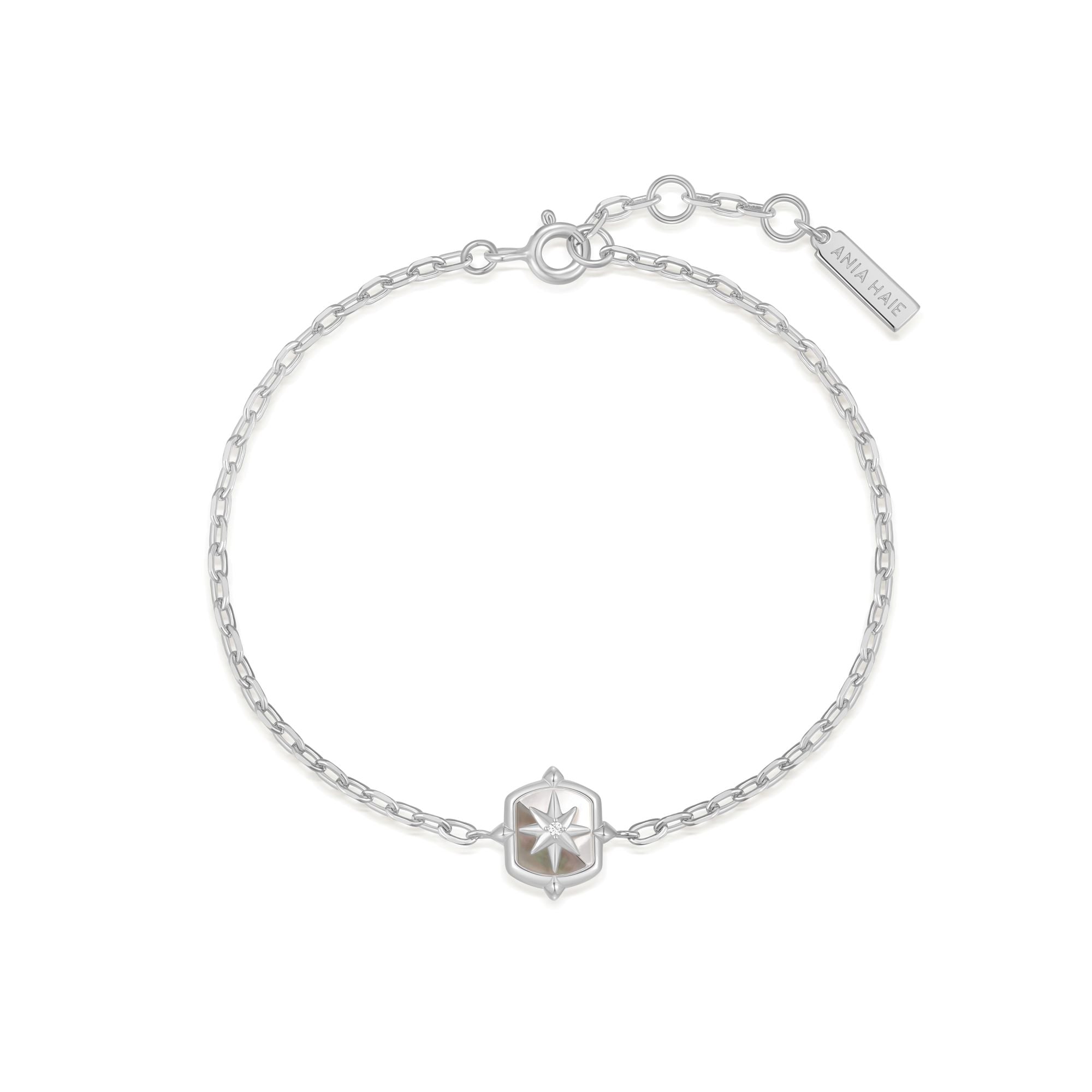 Ania Haie Silver Mother of Pearl Star Bracelet Bold Fashion Trend