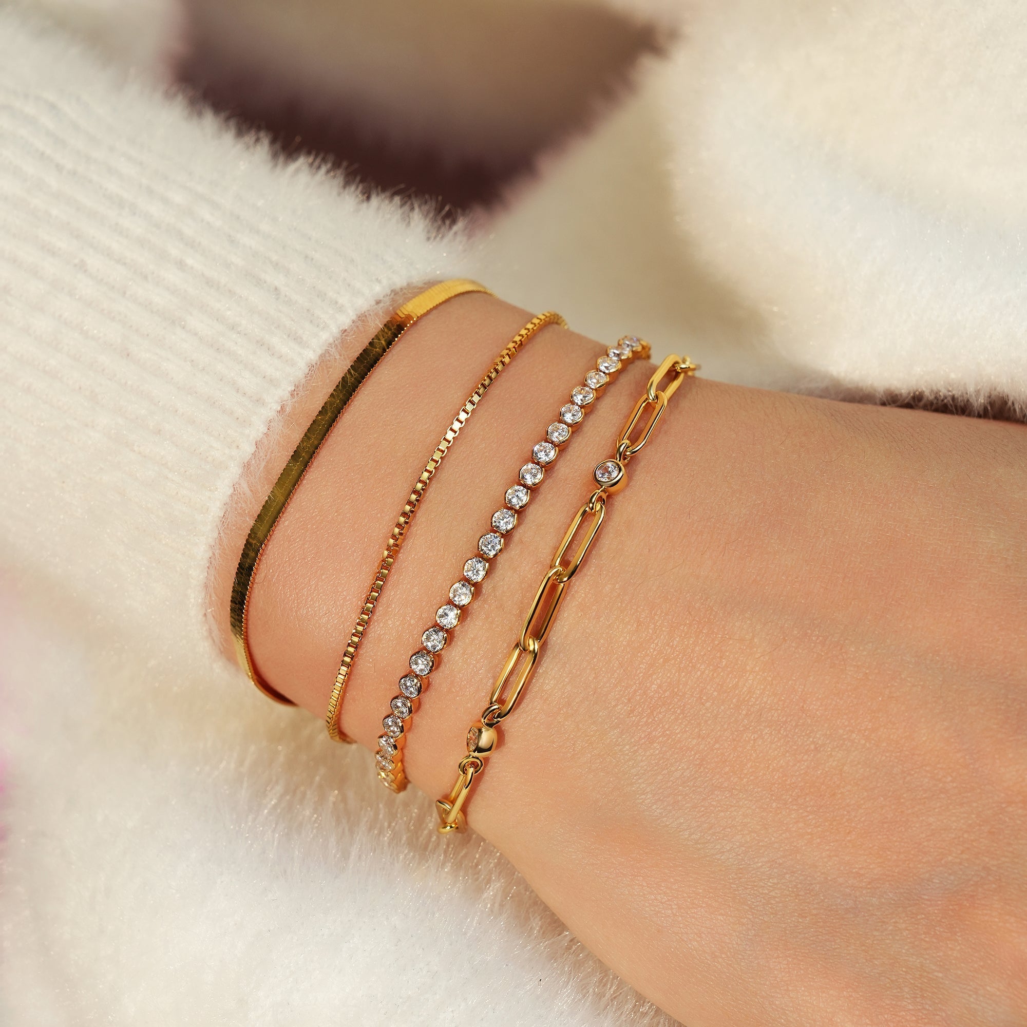 Gold Bezel Paper Clip Chain Bracelet Modern Luxury by Ania Haie