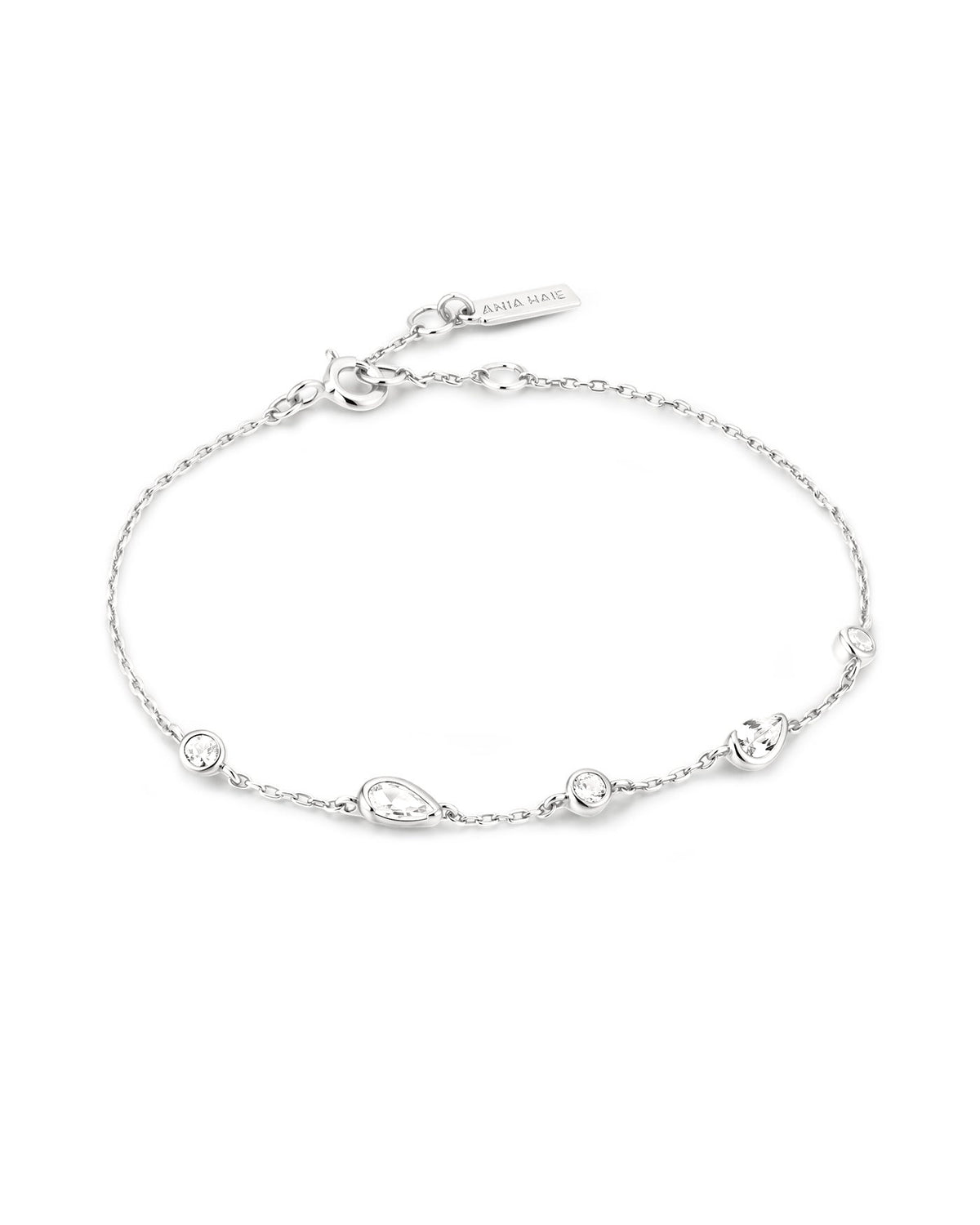 Ania Haie Silver Round & Teardrop Bezel Station Bracelet B076-03H B076-03H front packshot