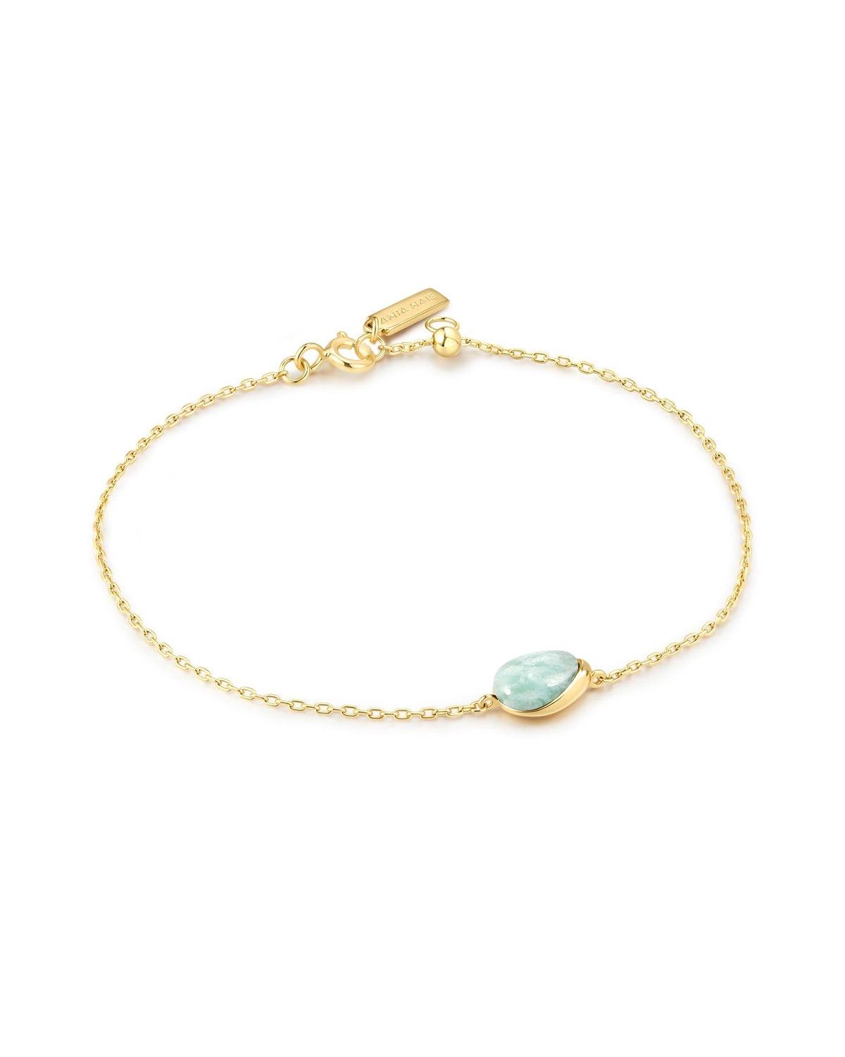 Ania Haie Gold Bezel Amazonite Organic Dome Pebble Bracelet B076-05G-AE B076-05G-AE front packshot