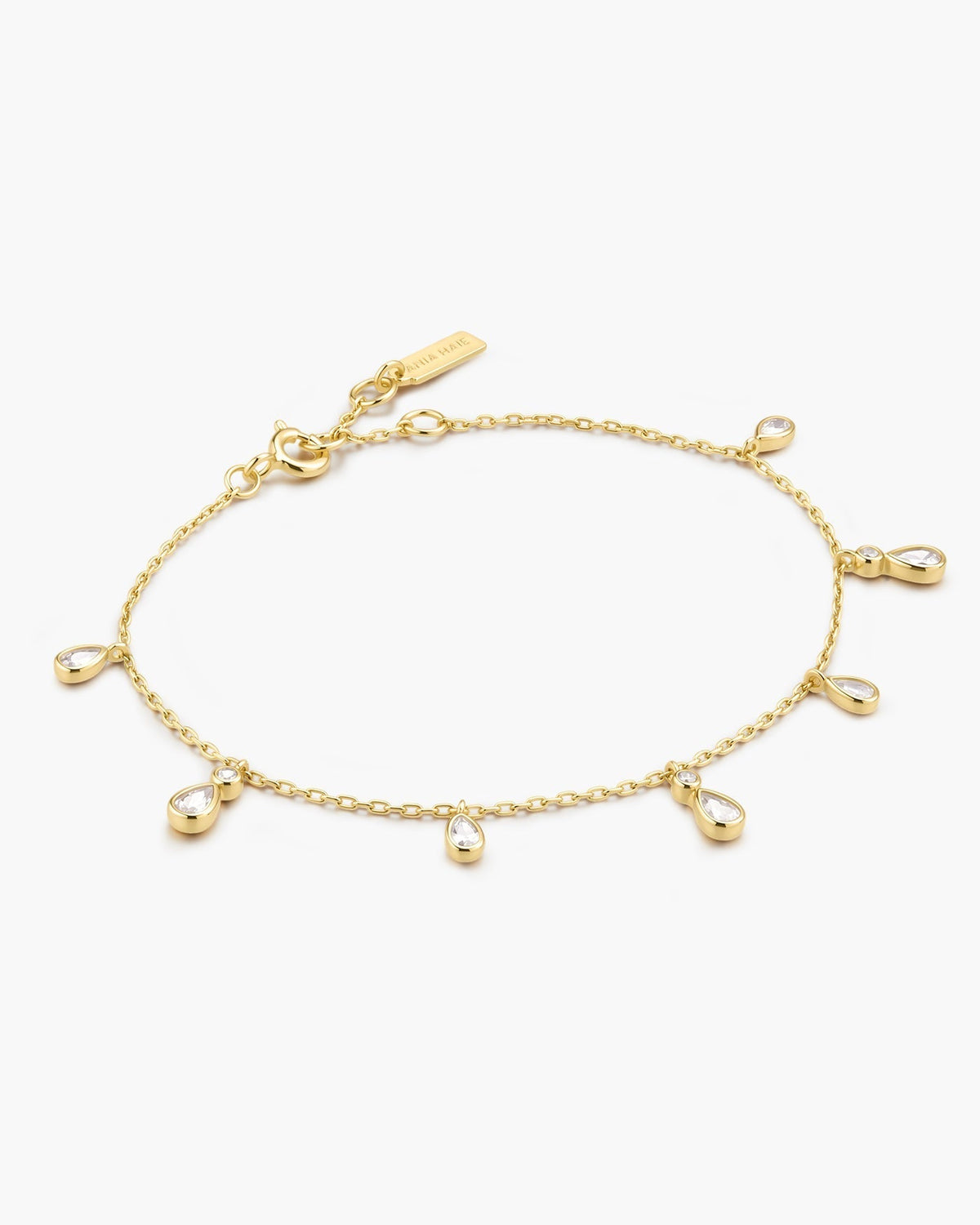 Ania Haie Gold Bezel-Set Teardrop Dangle Station Bracelet B076-06G B076-06G front packshot