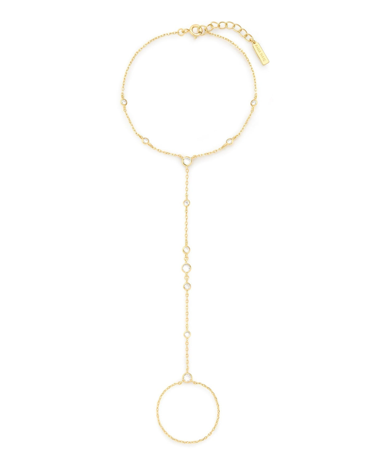 Ania Haie Gold Bezel-Set Station Hand Chain B076-07G B076-07G front packshot