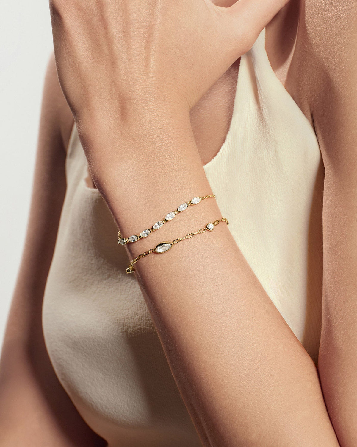 Ania Haie Gold Half-Bezel Oval Half-Tennis Bracelet B076-10G B076-10G view 2