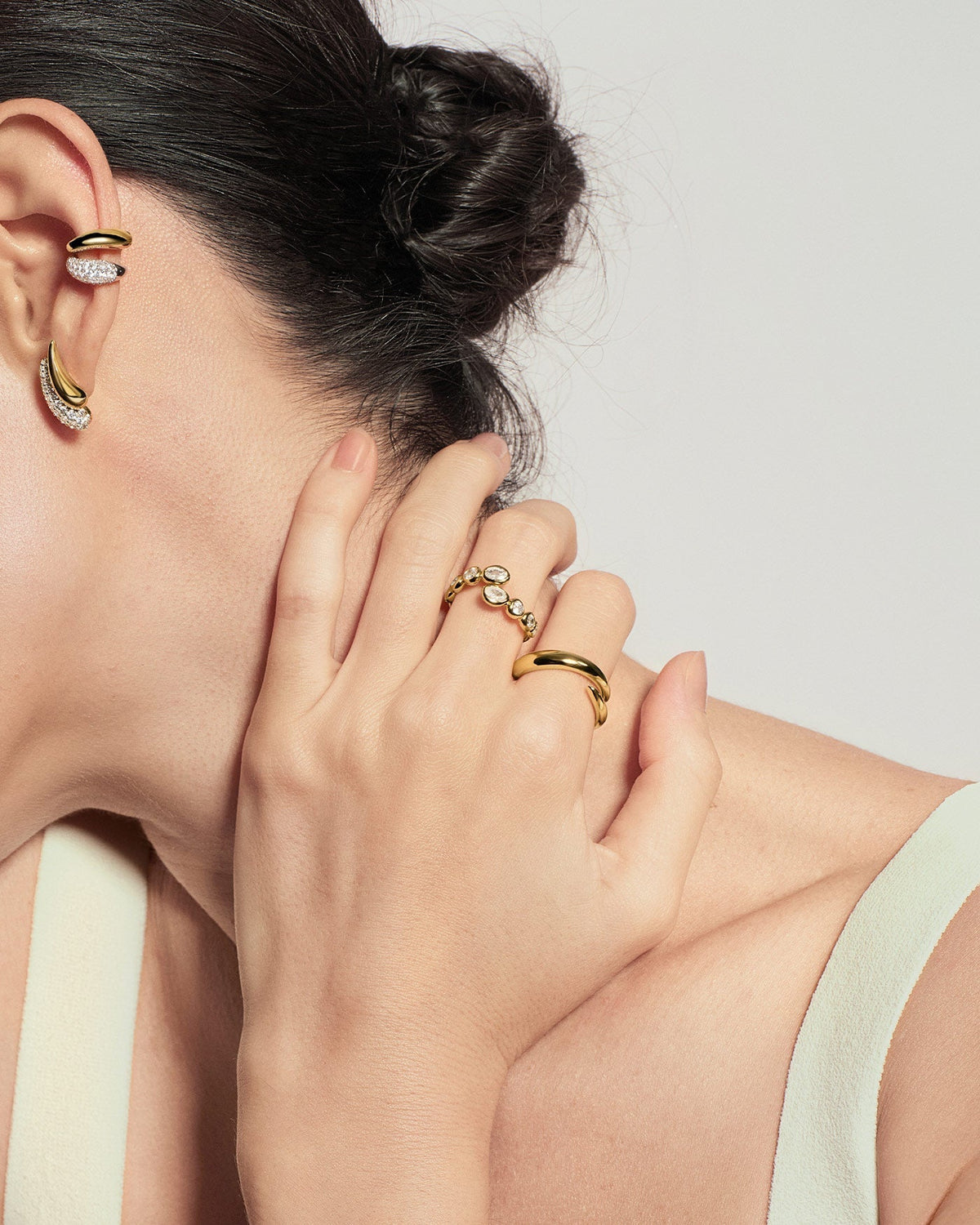 Ania Haie Gold Pave & Polished Teardrop Duet Stud Earrings E078-08G E078-08G view 4