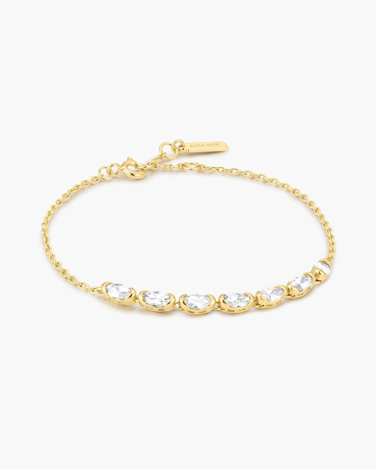 Ania Haie Gold Half-Bezel Oval Half-Tennis Bracelet B076-10G B076-10G front packshot