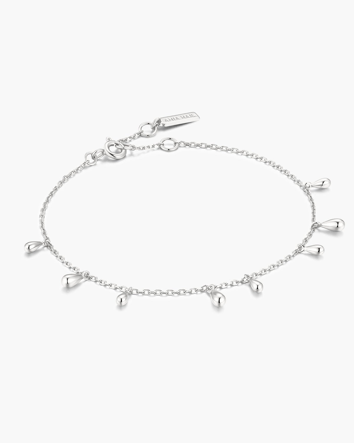 Ania Haie Silver Polished Teardrop Dangle Station Bracelet B078-02H B078-02H front packshot