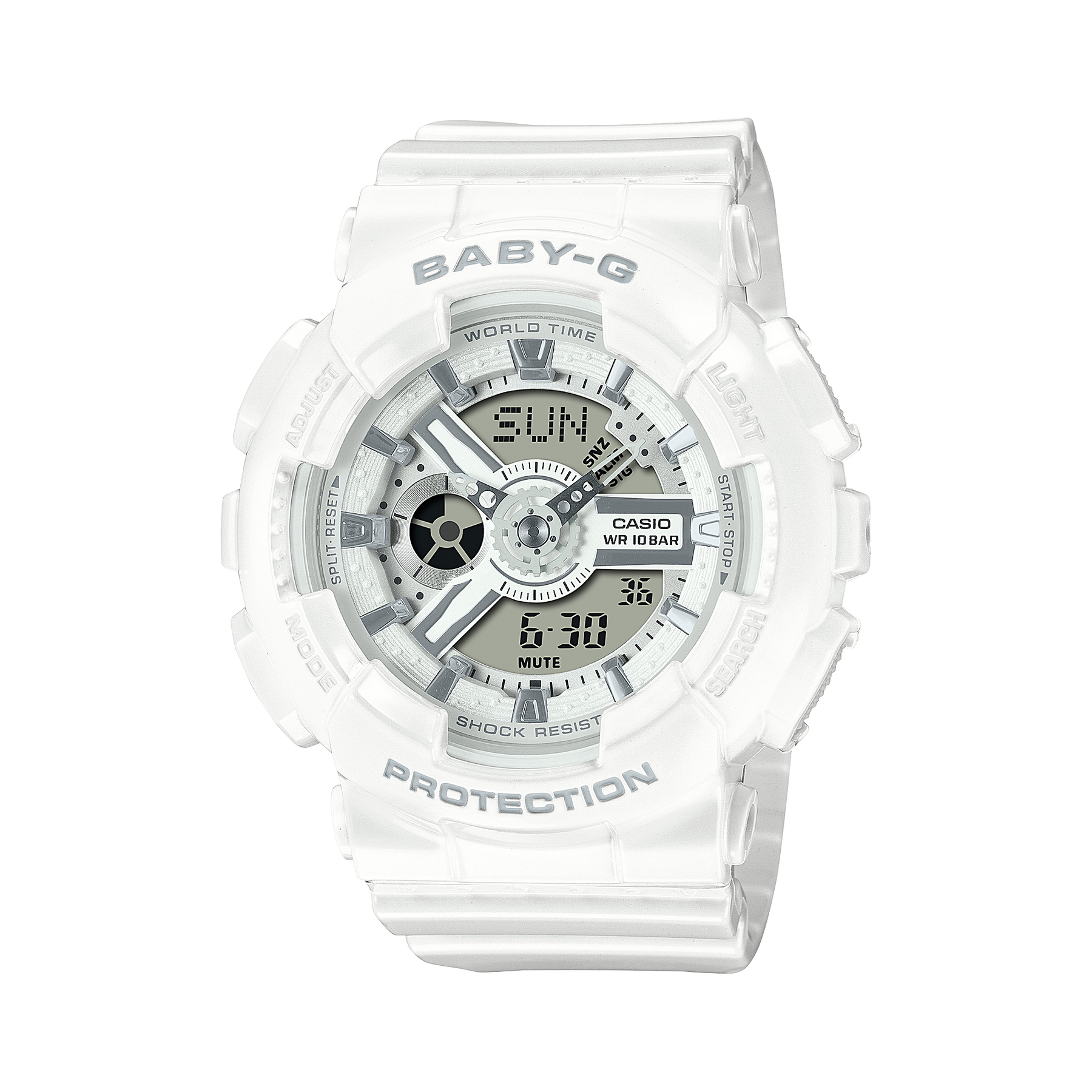 G-Shock Digital White Resin Band Watch BA110X-7A3