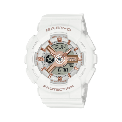 G-Shock Digital White Resin Band Watch BA110XRG-7A