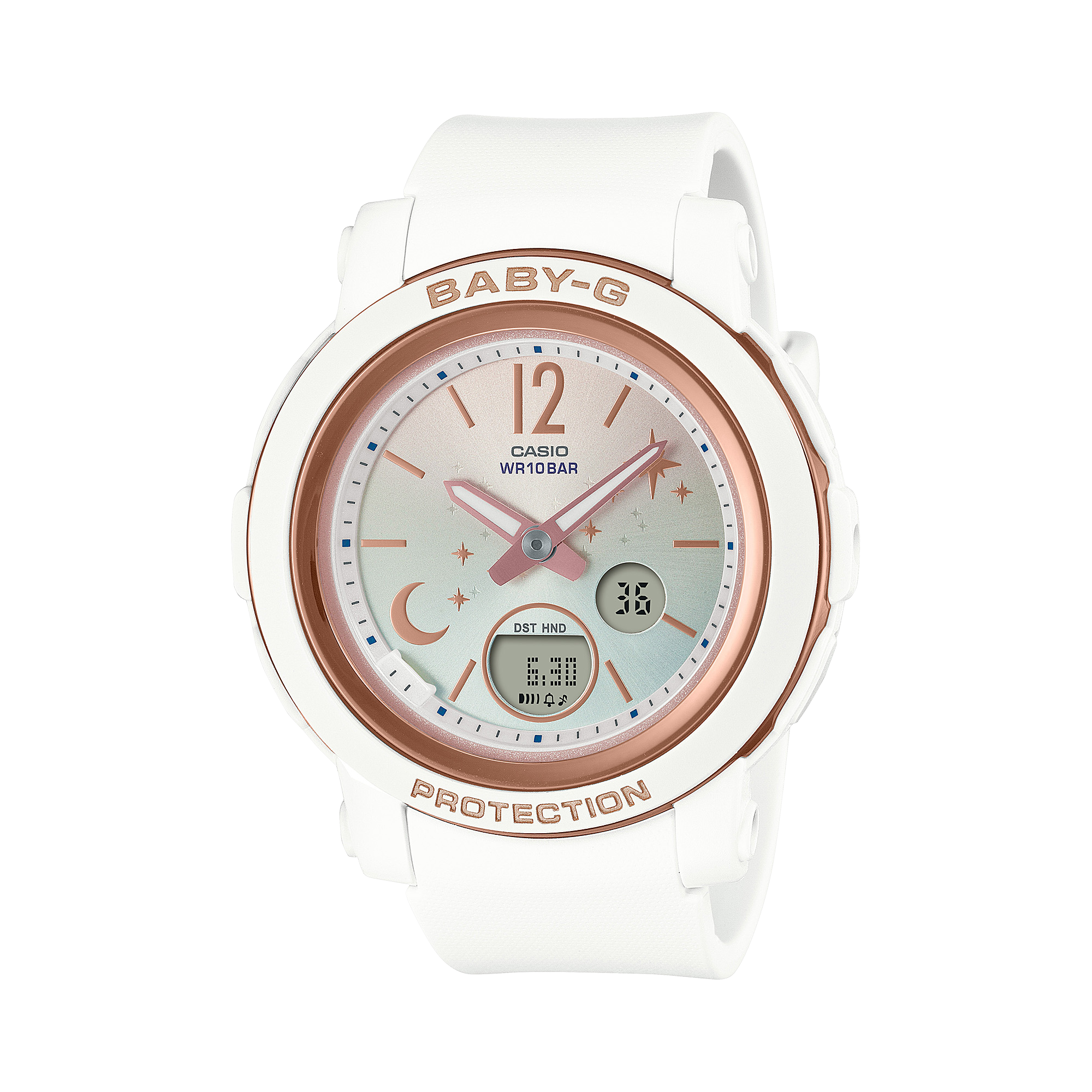 BABY-G DUO Moon and Stars White Resin Band Watch BGA290DS-7A