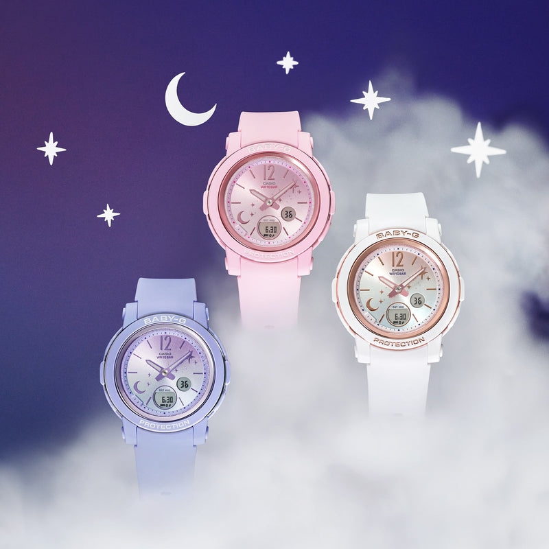 BABY-G DUO Moon and Stars Pink Resin Band Watch BGA290DS-4A