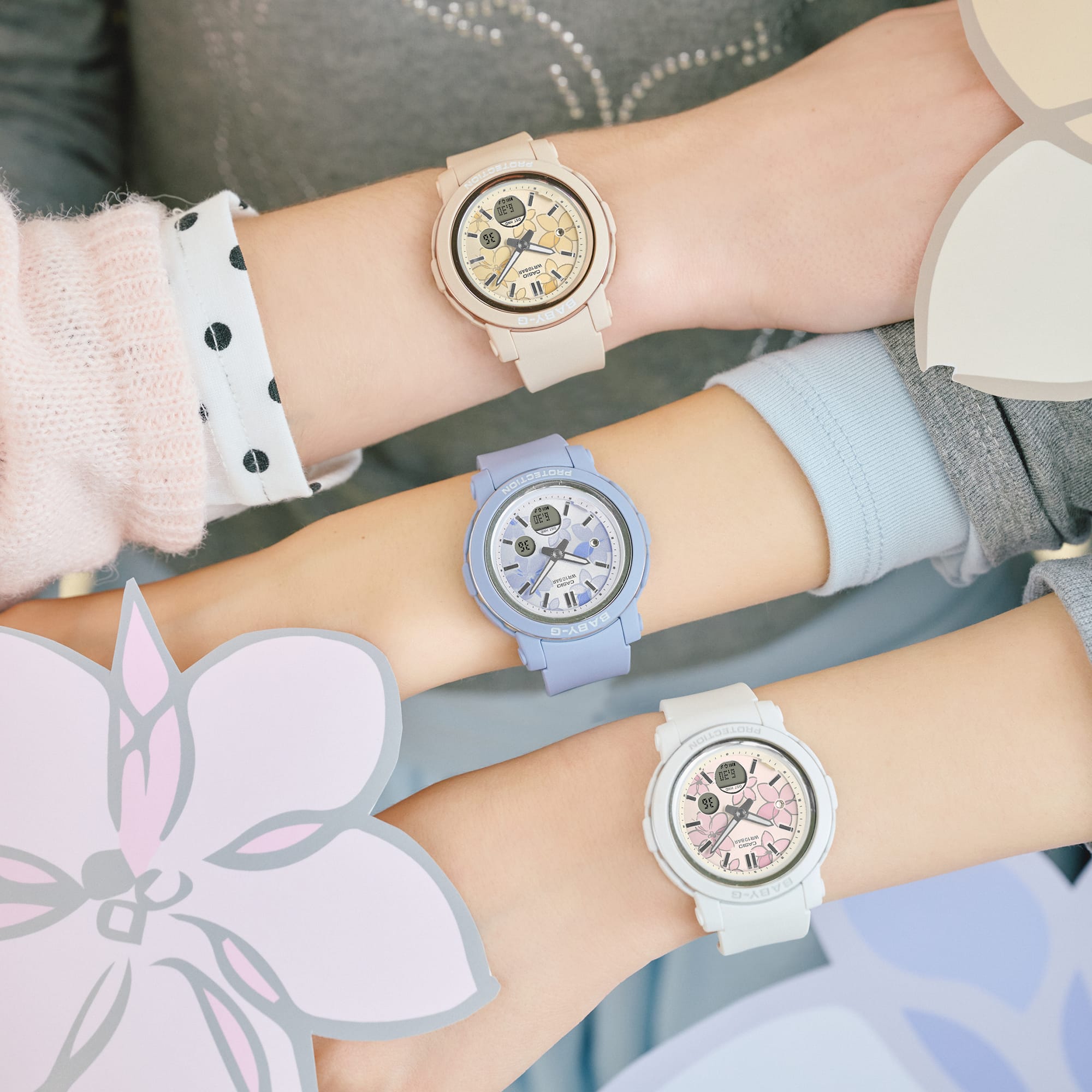 Baby-G Duo Flora Dial White Resin Band Watch BGA290FL-7A