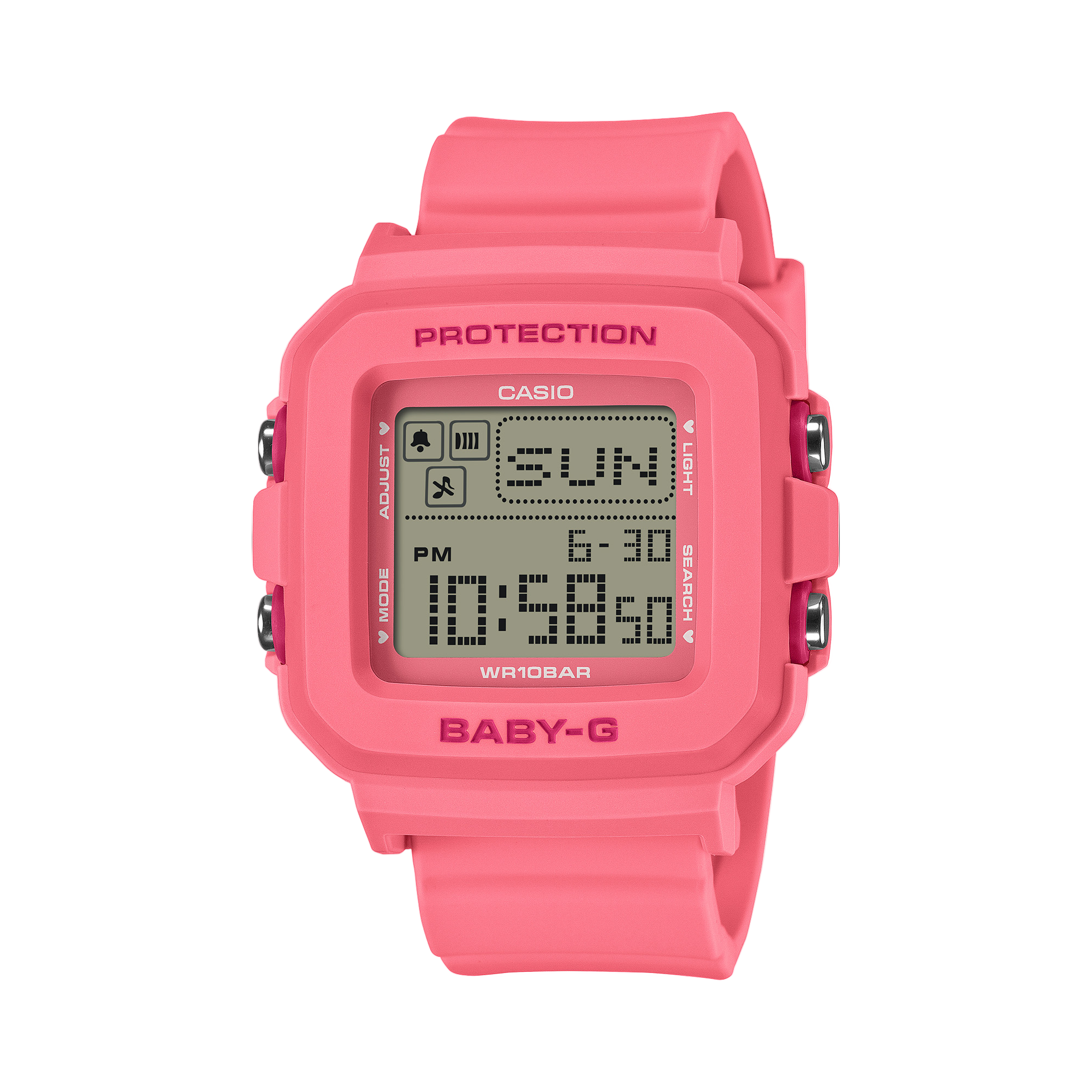 Baby-G Digital Heart Pop Dial Pink Resin Band Watch BGD10KH-4D