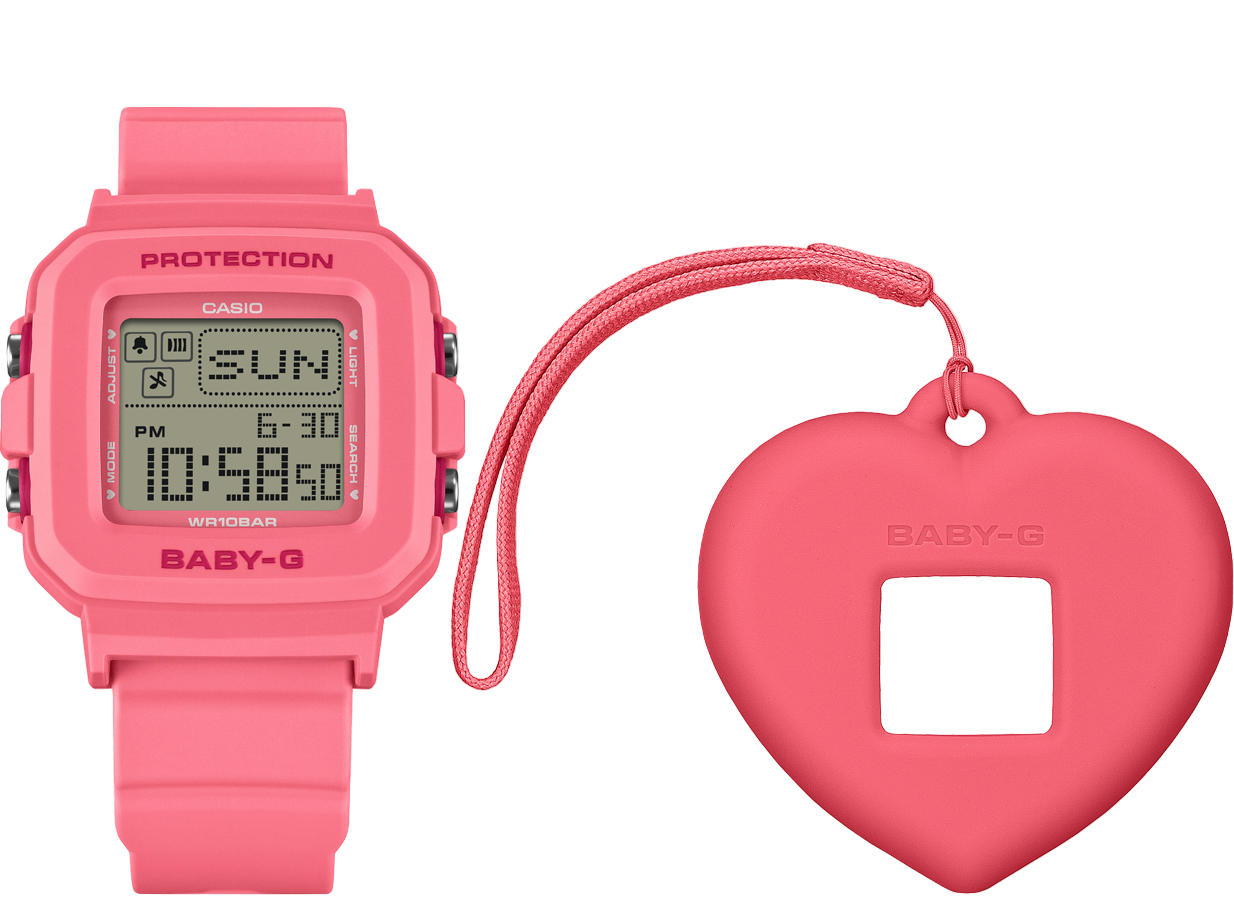Baby-G Digital Heart Pop Dial Pink Resin Band Watch BGD10KH-4D