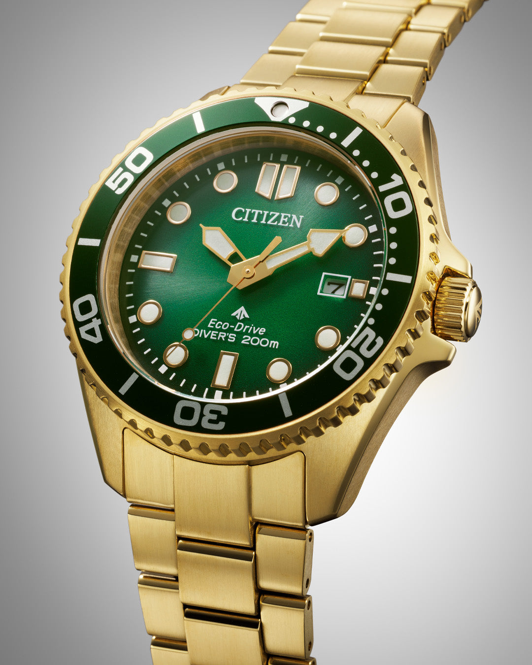 Citizen Promaster Marine Diver Green Dial Stainless Steel Watch BN0262-59W