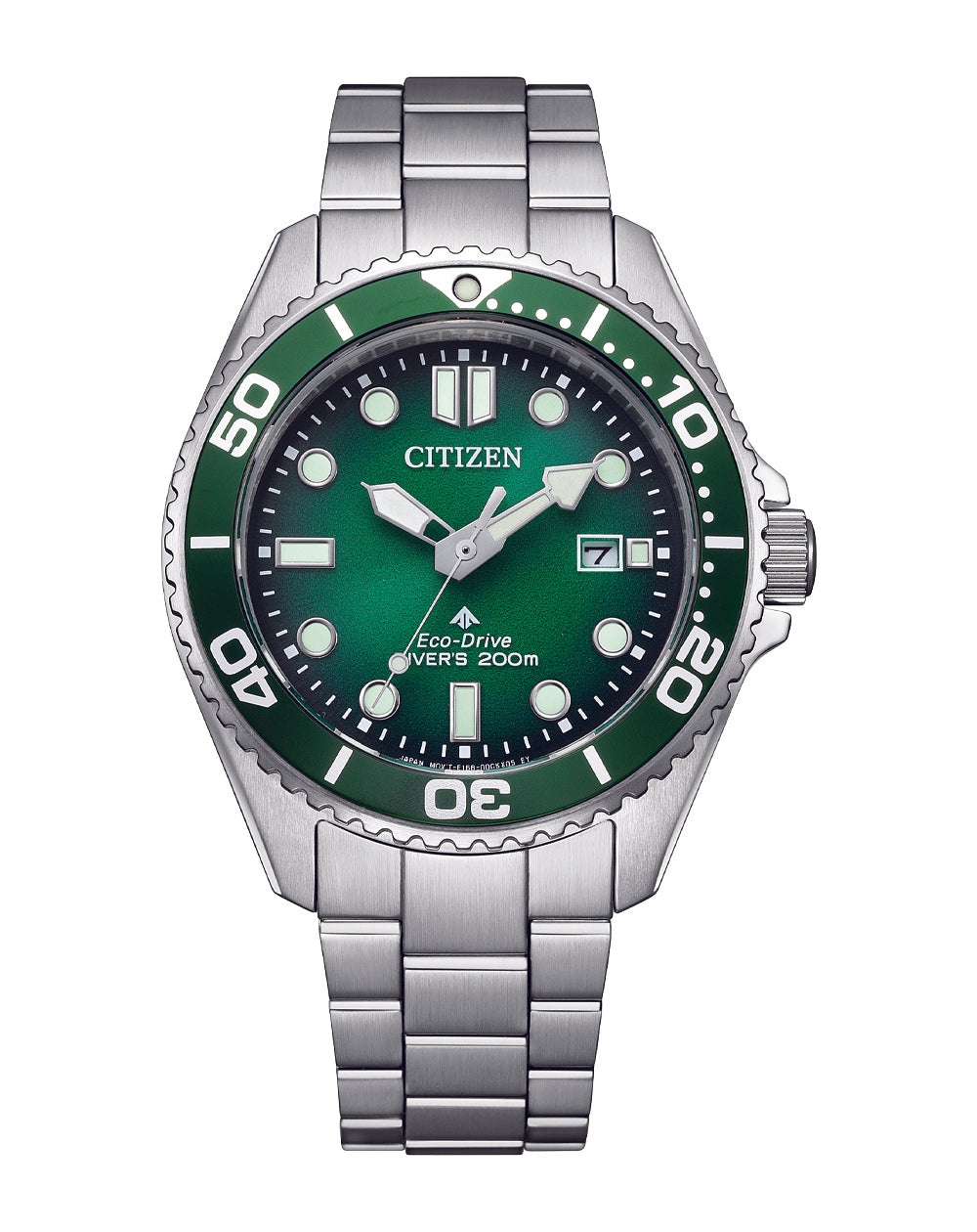 Citizen Promaster Marine Diver Green Dial Stainless Steel Watch BN0269-50W