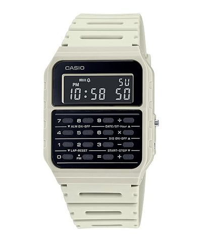 Casio Calculator Data Bank White Resin Band Watch CA53WF-8B