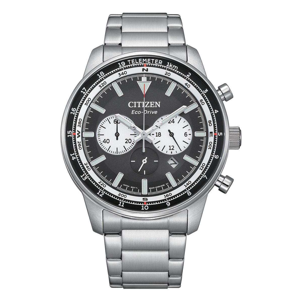 Citizen Classic Sport CA4500-91E men's watch black dial silver stainless steel bracelet front view