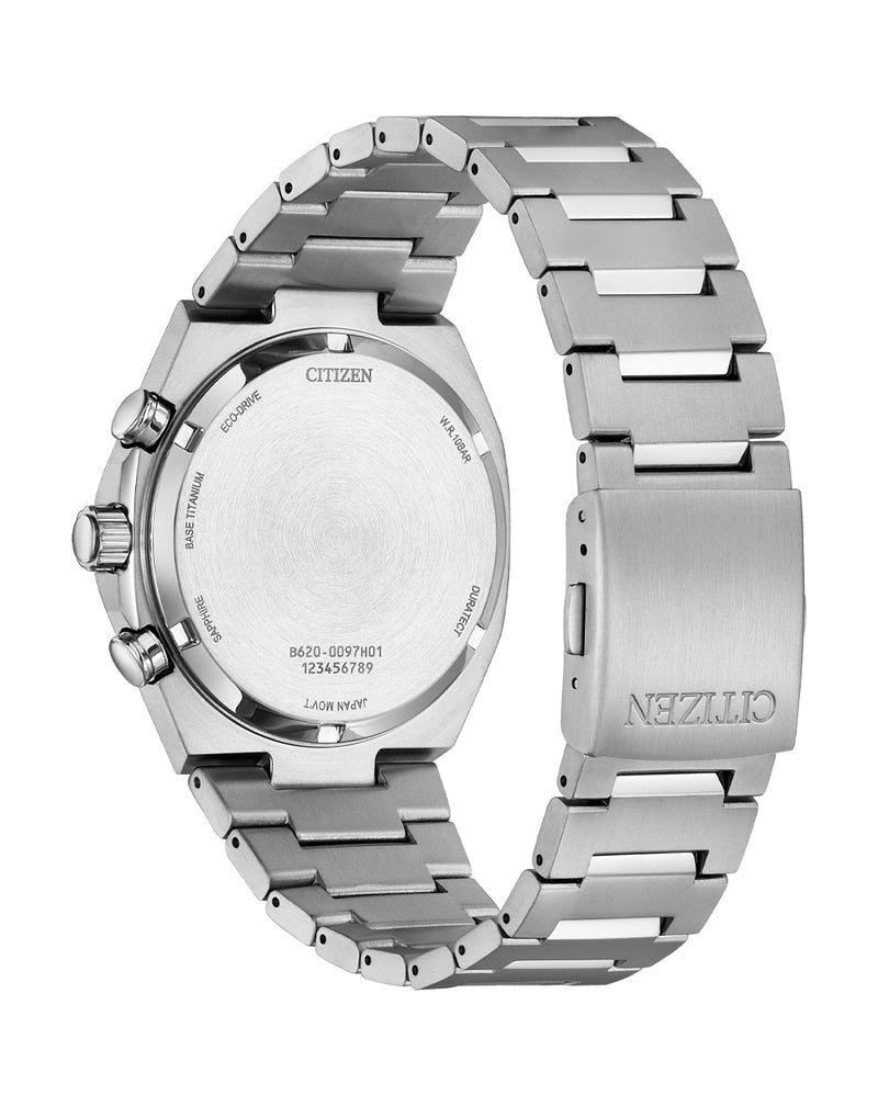 Citizen Eco-Drive Zenshin Chrono Teal Dial Stainless Steel Watch CA4610-85A