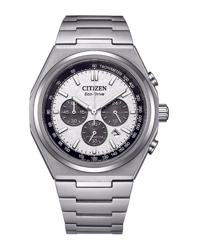 Citizen Eco-Drive Zenshin Chrono Teal Dial Stainless Steel Watch CA4610-85A