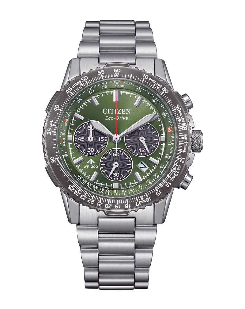 Citizen Eco-Drive Promaster Navihawk Green Dial Stainless Steel Watch CA4664-60W