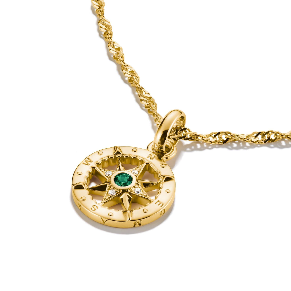 Thomas Sabo Gold-Plated Compass Charm with Green Nano Crystal CCC1261MY CCC1261MY view 2