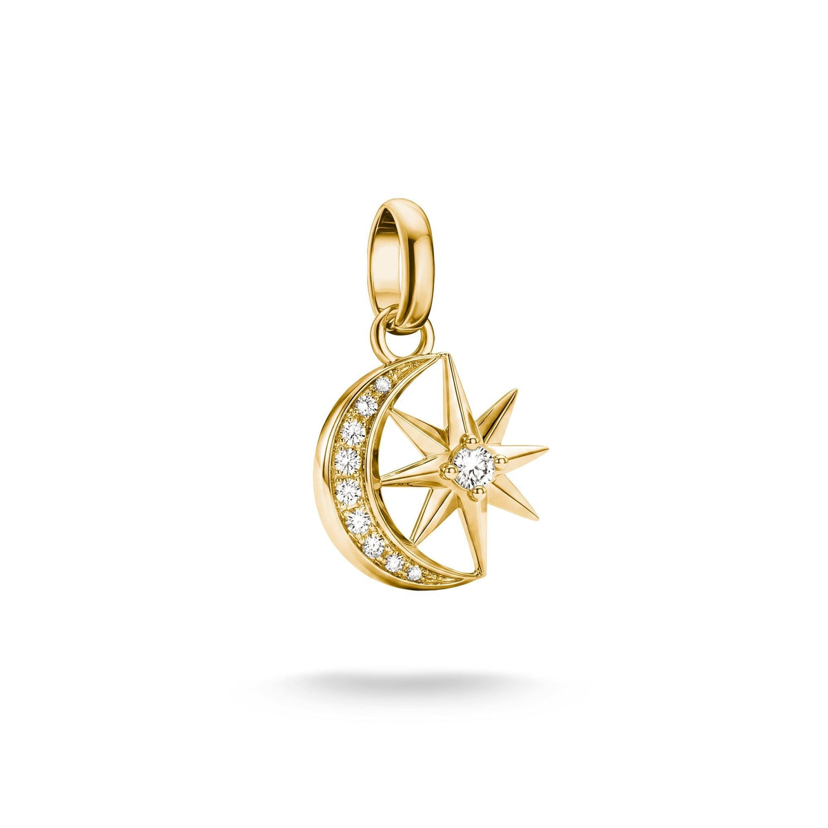 Thomas Sabo Gold-Plated Moon and Star Charm with White Zirconia CCC1365MY CCC1365MY front packshot