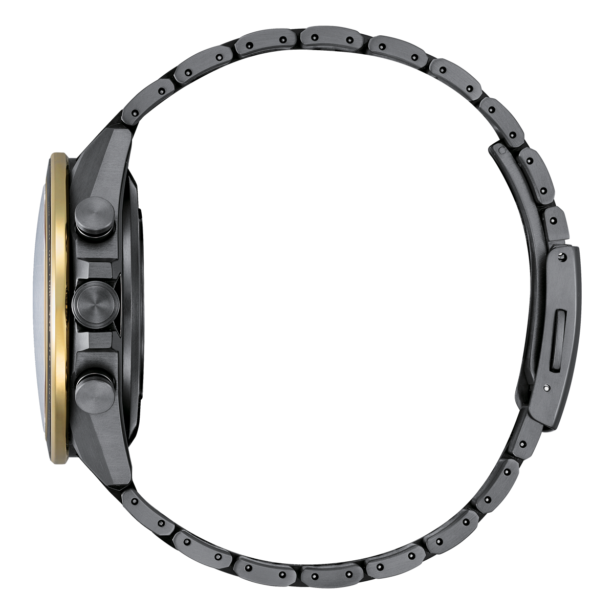Citizen Attesa Light in Black CC4078-51E men's watch black dial black titanium bracelet side profile