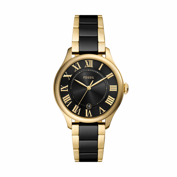 Fossil Gilmore Gold Tone and Black Ceramic Watch CE1132