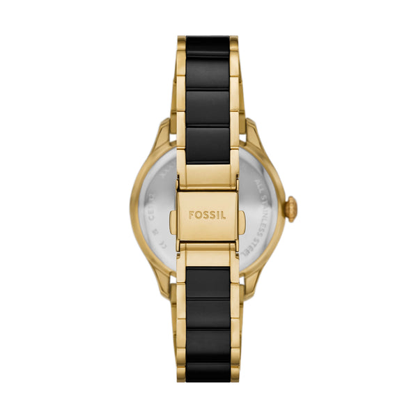 Fossil Gilmore Gold Tone and Black Ceramic Watch CE1132