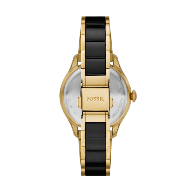 Fossil Gilmore Gold Tone and Black Ceramic Watch CE1132