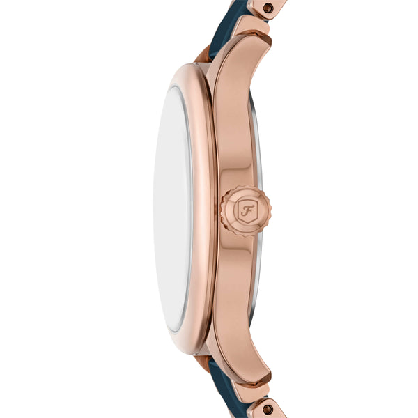Fossil Gilmore Rose Gold Tone and Navy Ceramic Watch CE1134
