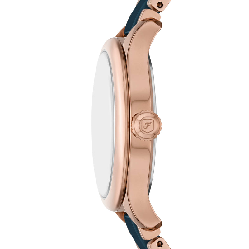 Fossil Gilmore Rose Gold Tone and Navy Ceramic Watch CE1134