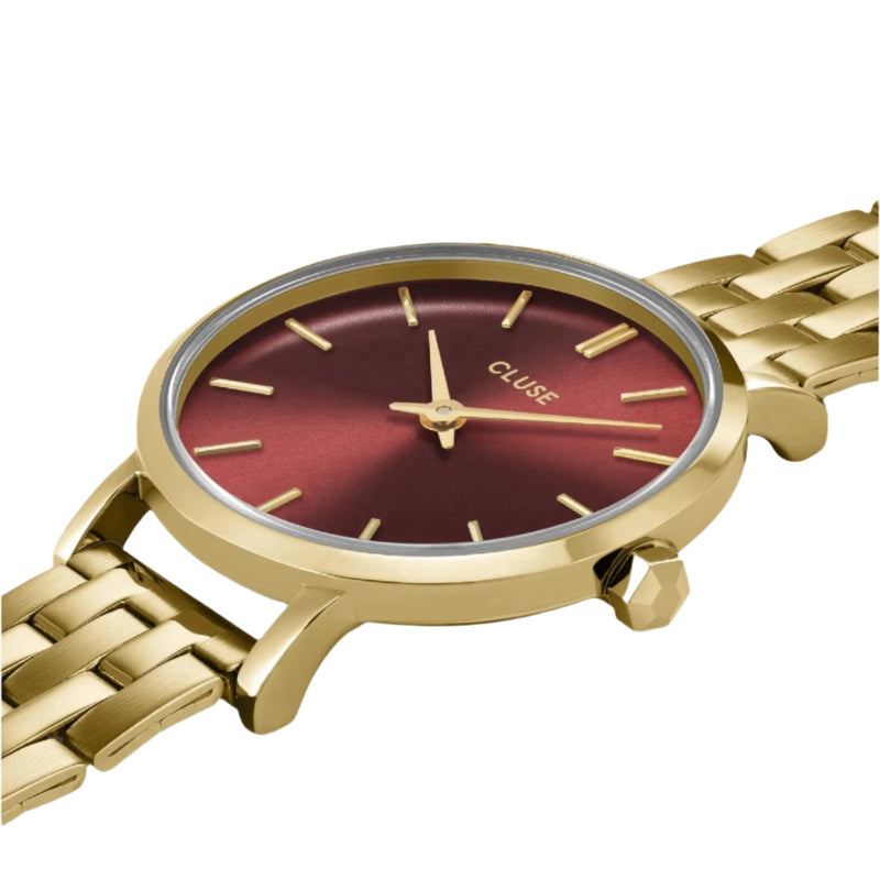 CLUSE Boho Chic Petite Dark Cherry Gold Link Watch CW10505