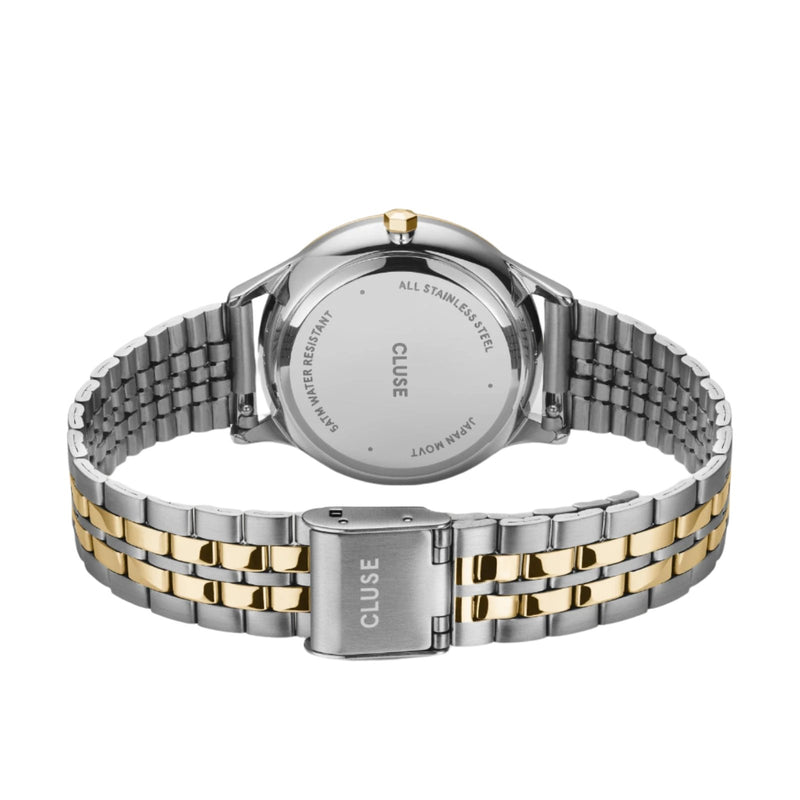 CLUSE Minuit Date Coconut Milk Bicolour Link Watch CW14302
