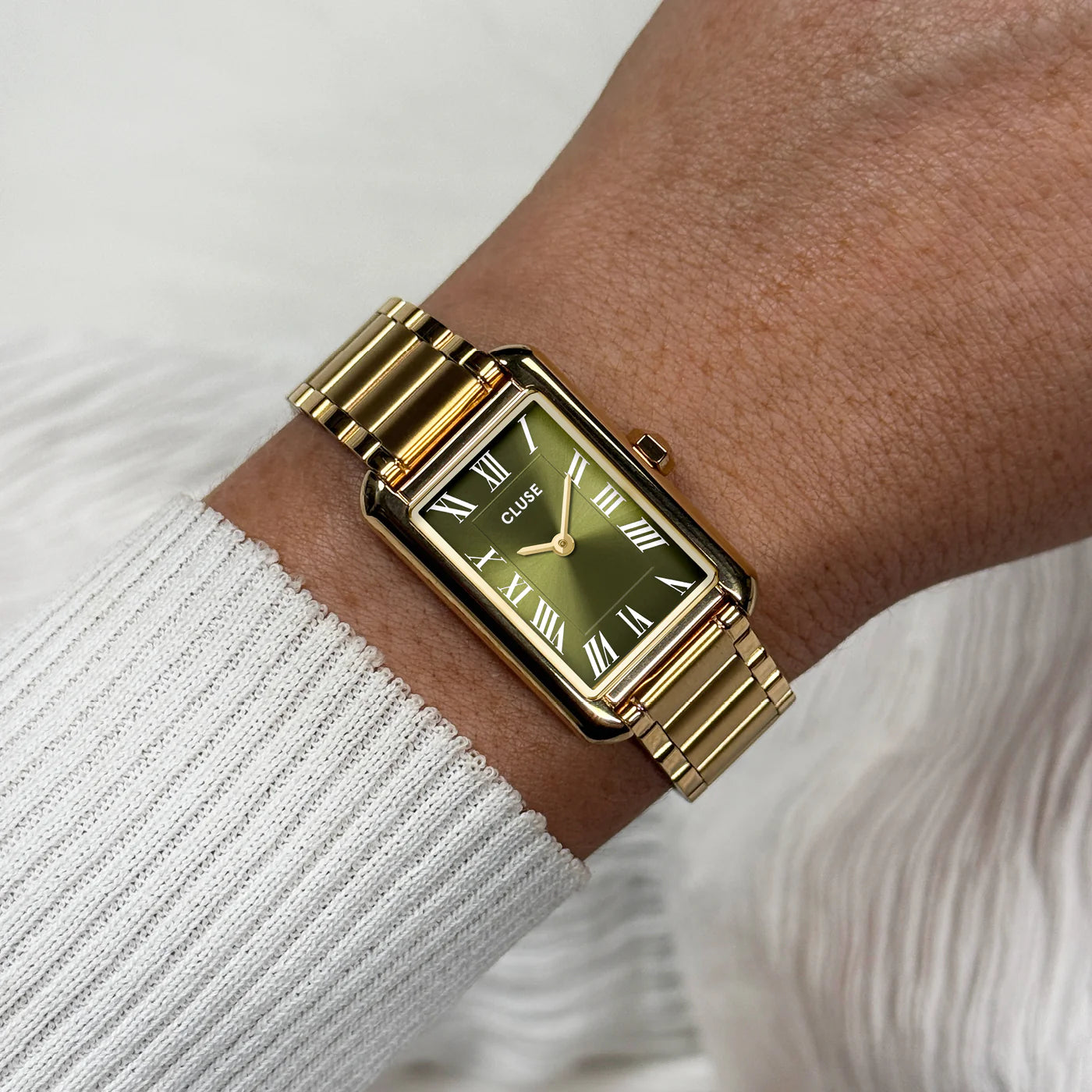 CLUSE Belisenna Stainless Steel Olive Dial Gold Women's Watch CW15007