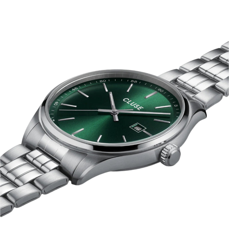 CLUSE Antheor Green Dial Silver Stainless Steel Link Watch CW20902
