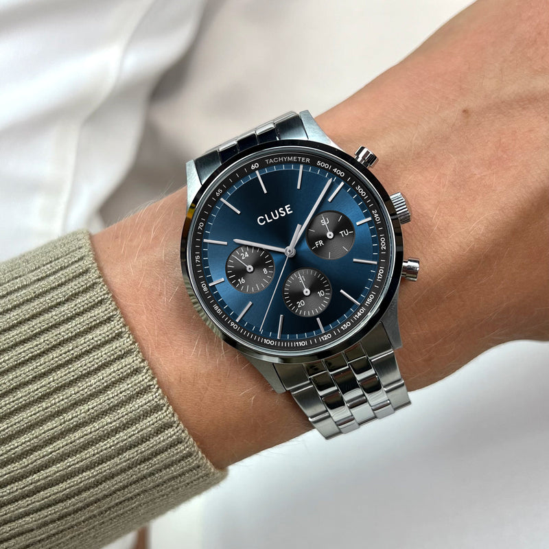 CLUSE Antheor Silver Link Blue Jelly Dial Watch CW21008