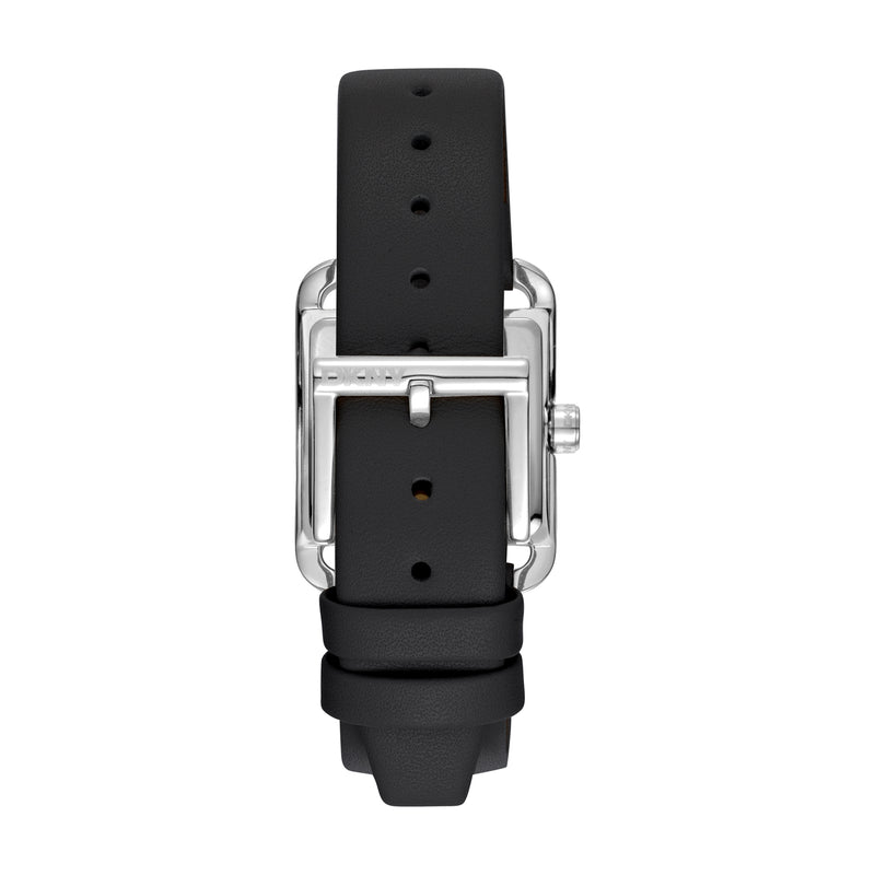 DKNY City Midi Silver Dial Black Leather Strap Watch DK1L004L0015