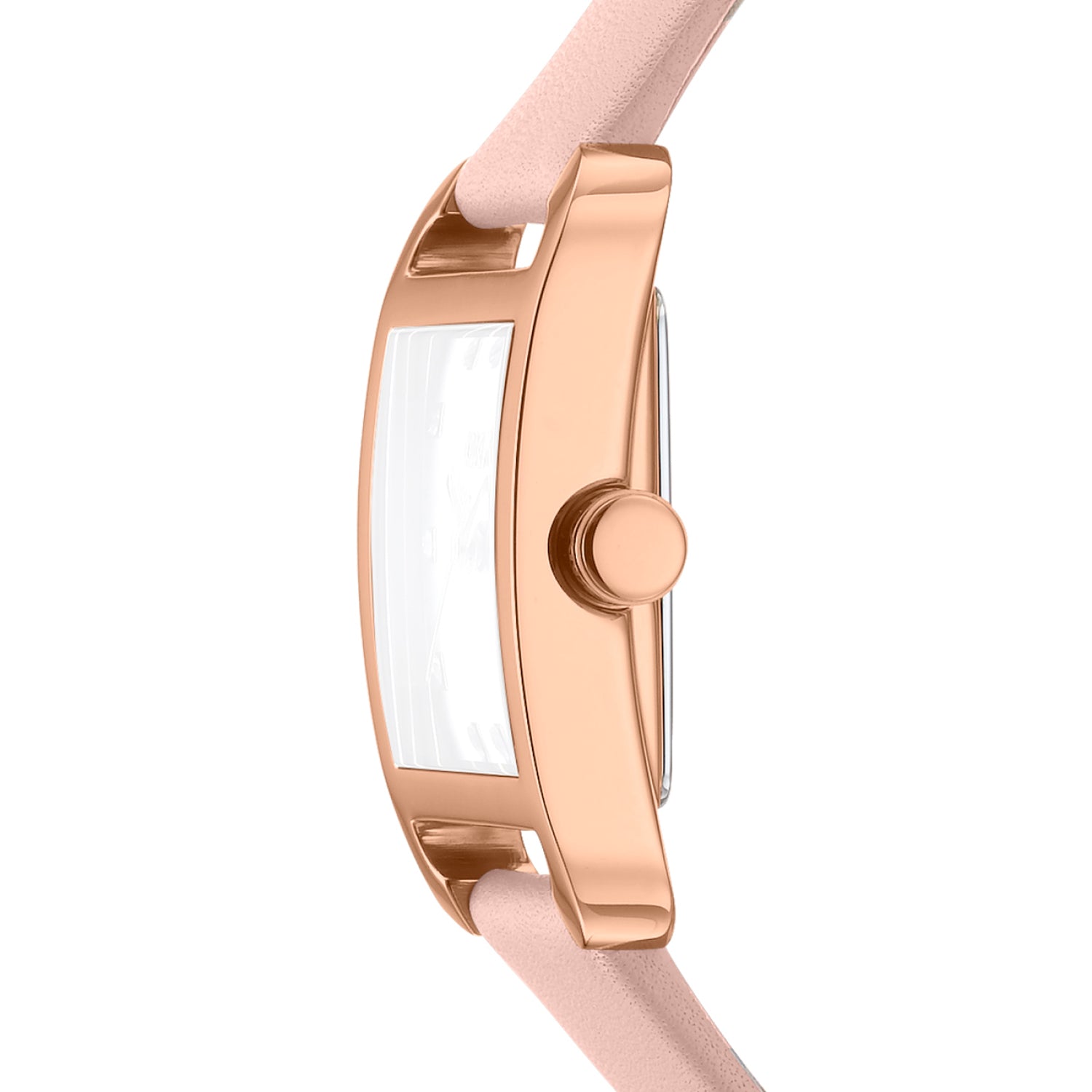 DKNY City Midi Silver Dial Pink Leather Strap Watch DK1L004L0035