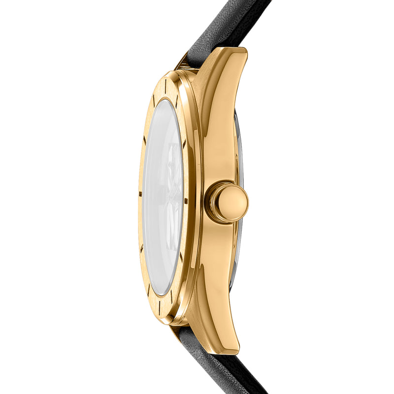 DKNY Chambers Midi Black Dial Black Leather Strap Watch DK1L016L0025