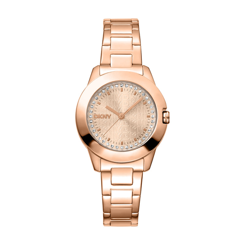DKNY Park Ave Logo Rose Gold Dial Stainless Steel Watch DK1L021M0065